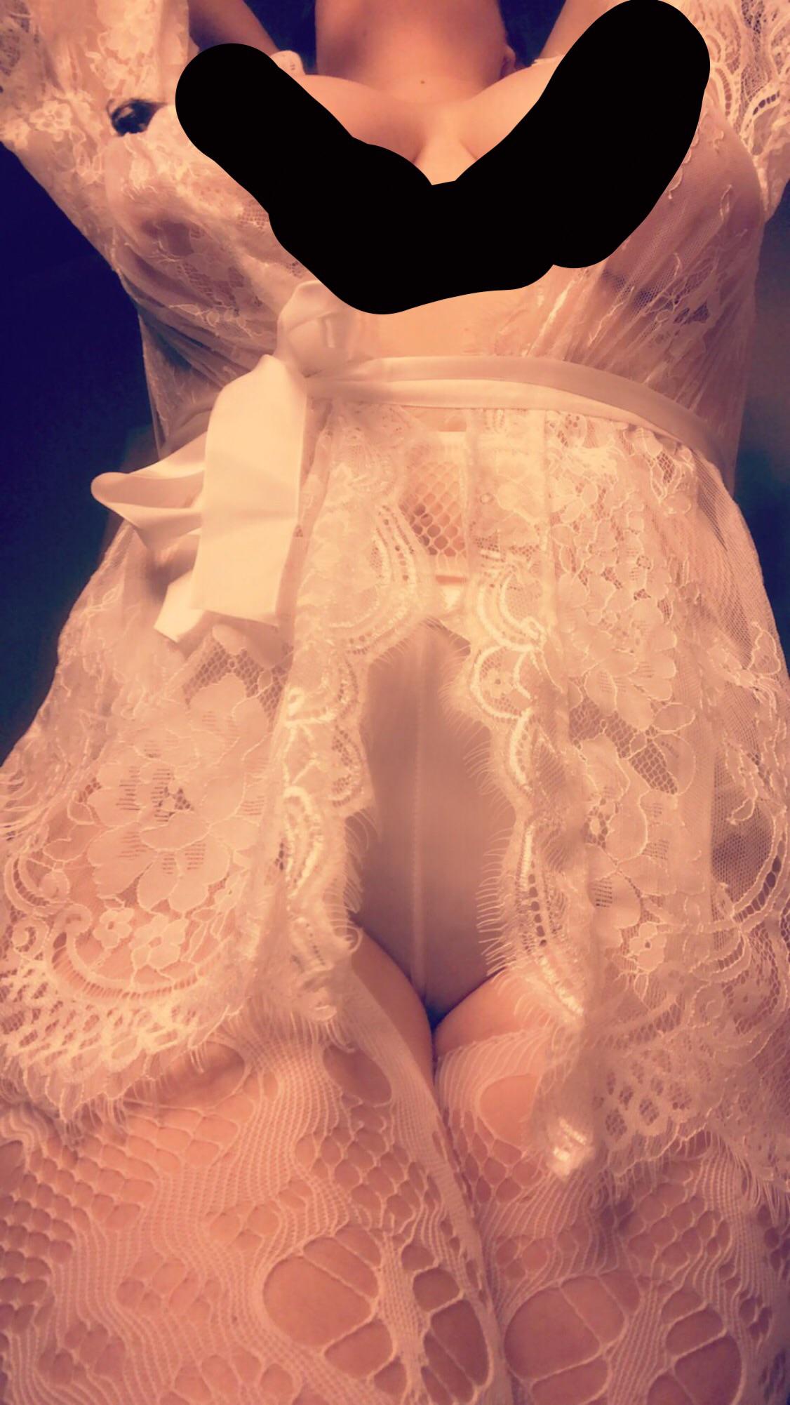 White lace and white fishnets link in comments Thick