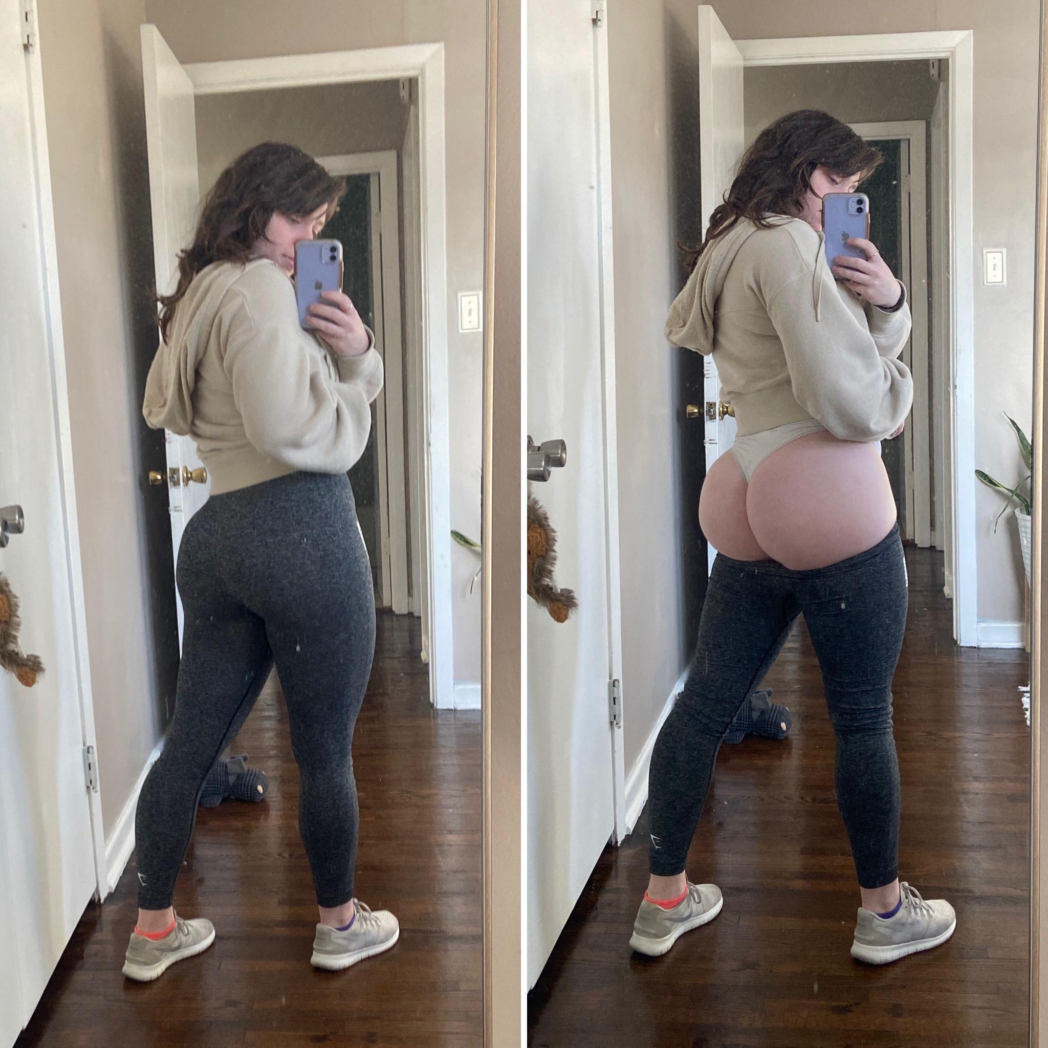PAWG In and out of leggings