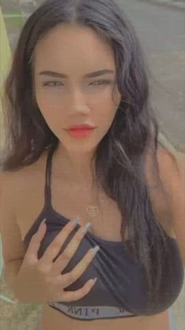 I just couldn't resist getting my tits out in front of my neighbours house I hope no one saw me hihi