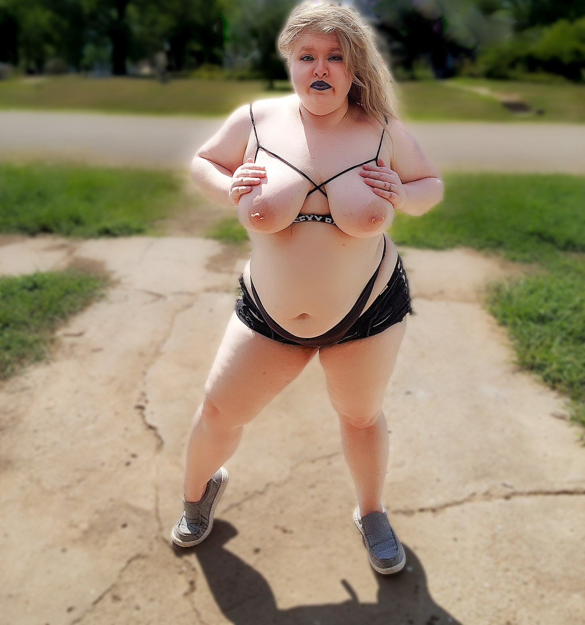 Had my titties out for photos outside today Thick