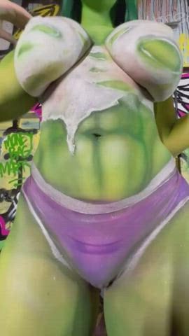She hulk body paint on curves Thick Ass Booty