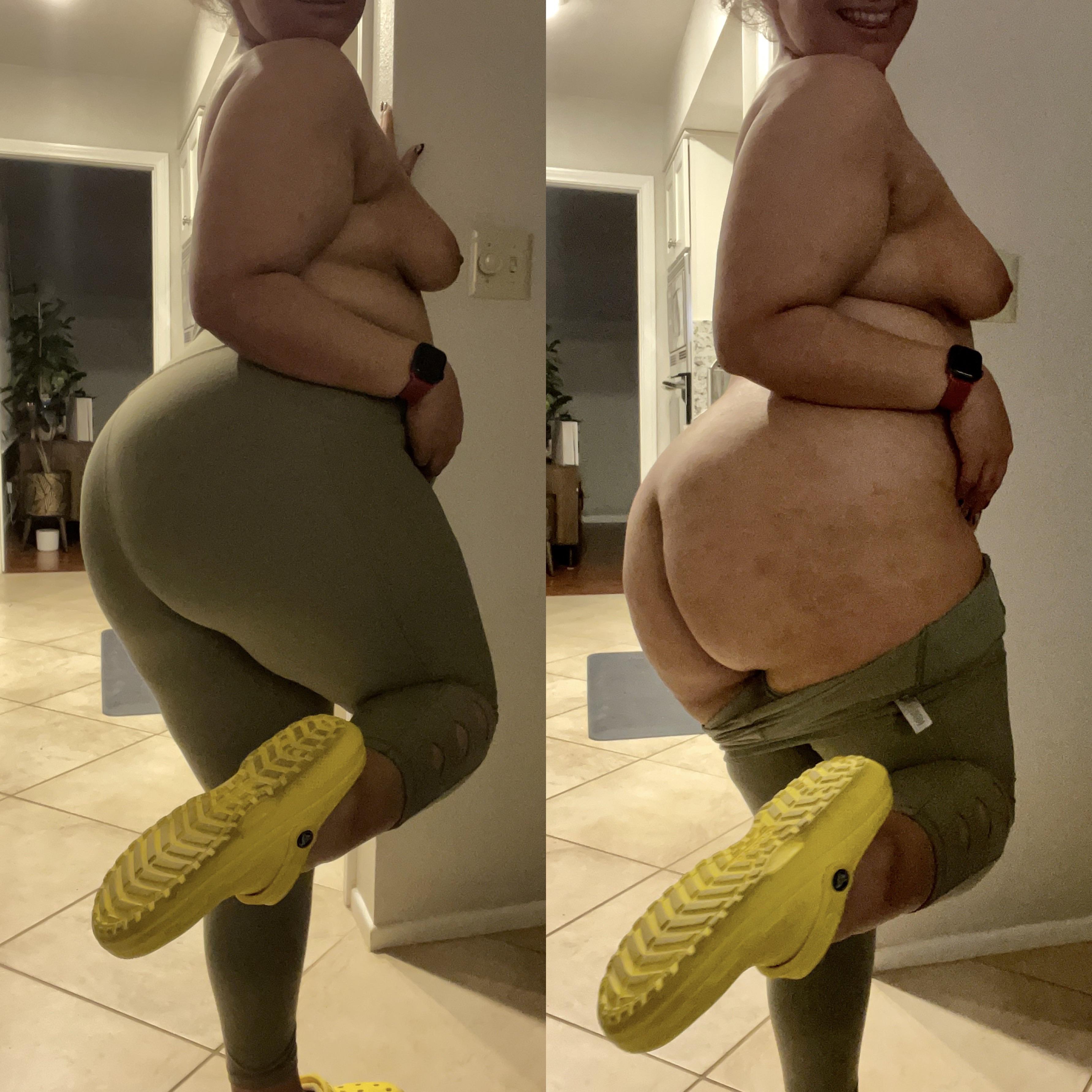 Just a big ass in yellow crocs