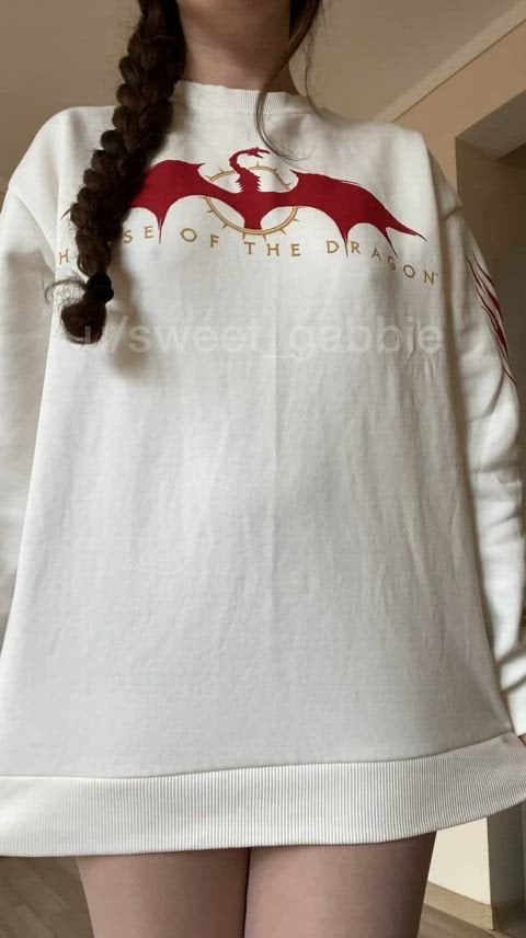 Big sweater hiding an even bigger surprise Thick White