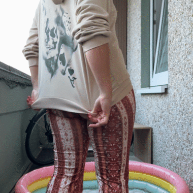 real thickness shows in flare pants
