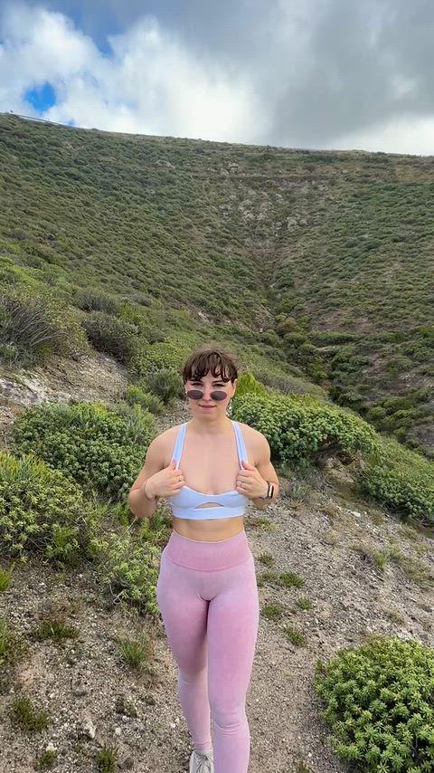 Thicker Thick thighs out on a hillside hike
